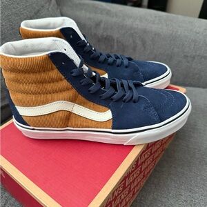 Vans Sk8-Hi Mini Cord Blue Brown Mens 7 Womens 8.5 VN0007NS0BO